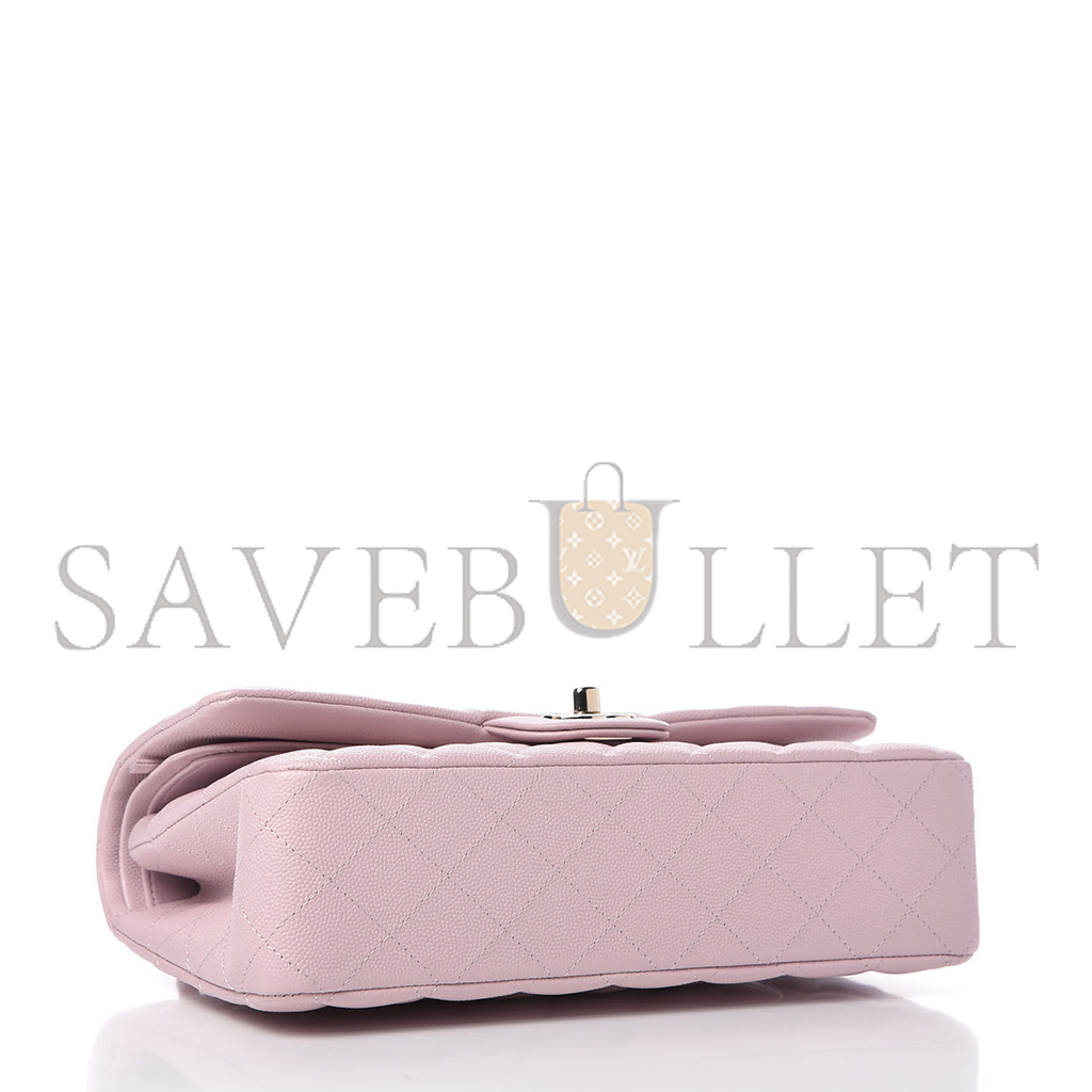 CHANEL CAVIAR QUILTED MEDIUM DOUBLE FLAP LIGHT PINK (25.5*14*6.5cm)